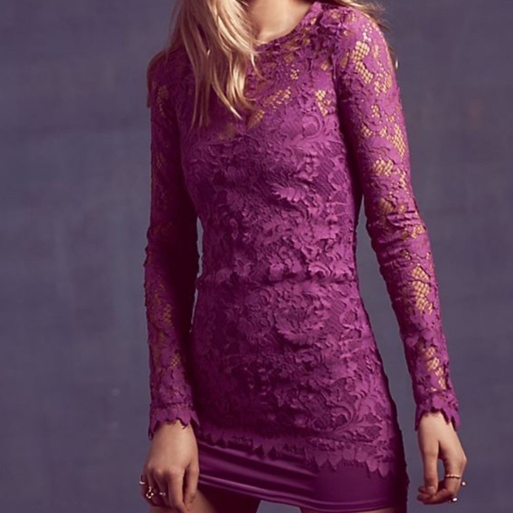 For Love and Lemons Maui Waui Purple Lace Dress